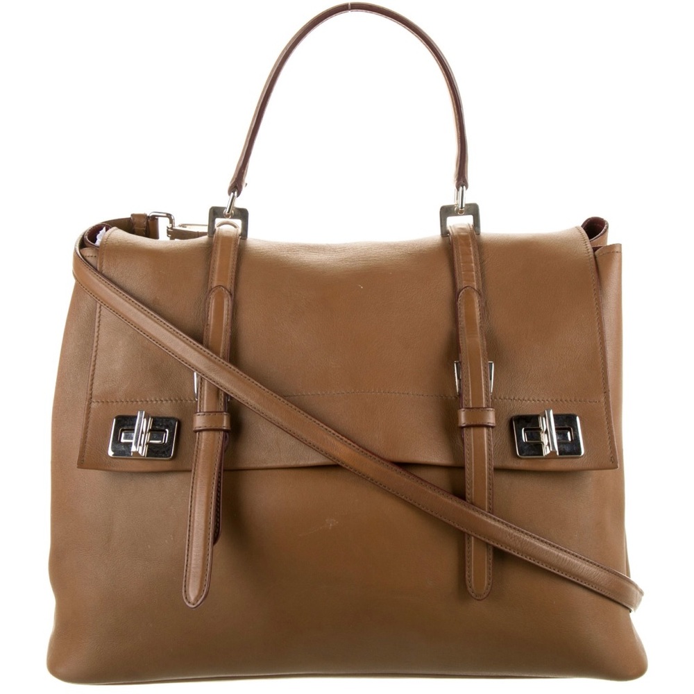 Prada Nappa Top Handle Bag Brown Leather